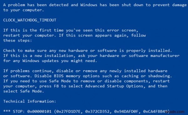 CLOCK_WATCHDOG_TIMEOUT Windows 11/10의 블루 스크린 오류 