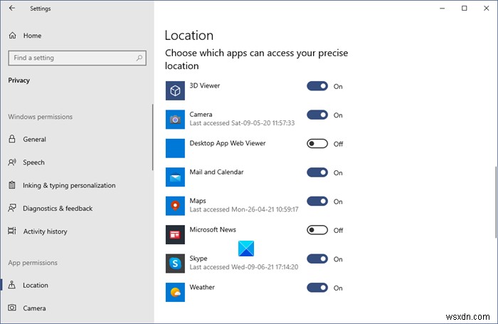 귀하의 위치는 최근에 액세스되었거나 현재 Windows 11/10에서 사용 중입니다. 