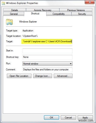 탐색기 작업 표시줄 바로 가기 만들기 Windows 10에서 즐겨찾는 폴더 열기 