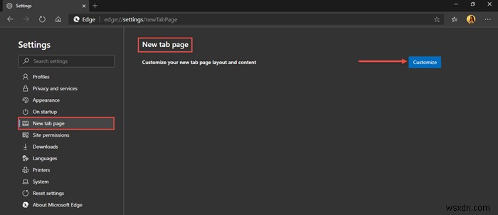 Microsoft Edge 새 탭 페이지를 사용자 지정하는 방법 