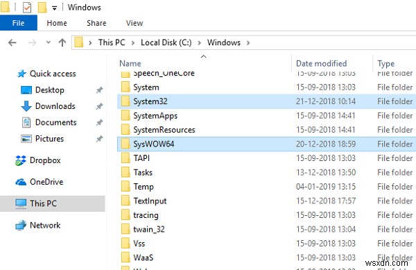 Windows 11/10의 System32 및 SysWOW64 폴더의 차이점 