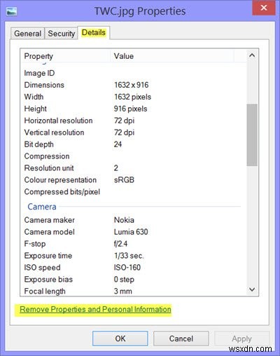 Windows 11/10의 사진, 파일에서 속성 및 개인 정보 제거 