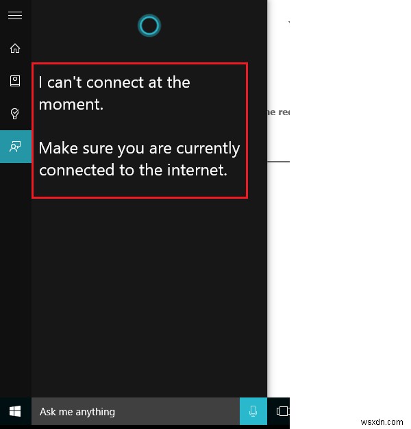 Windows 10에서 Cortana가 인터넷에 연결되지 않음 