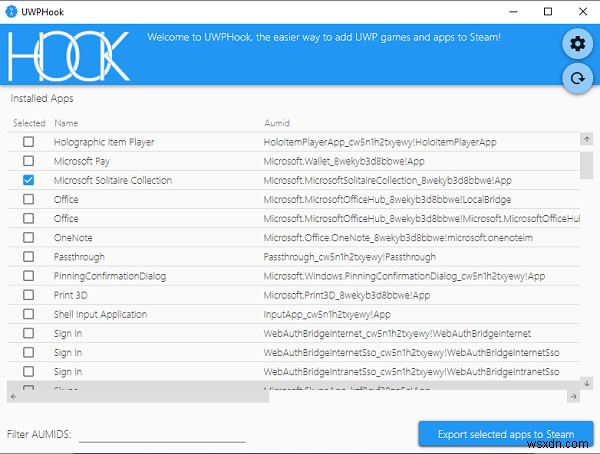 UWPHook을 사용하여 클릭 한 번으로 Microsoft Store 게임 및 앱을 Steam에 추가 
