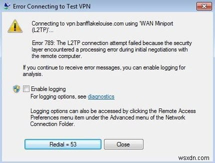 VPN 오류 789 수정, Windows 10에서 L2TP 연결 시도 실패 