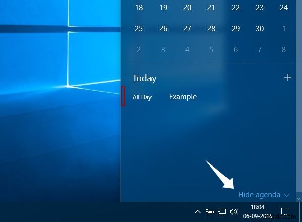 Windows 10의 작업 표시줄 시계에서 의제를 숨기는 방법 