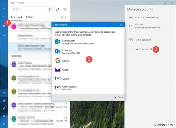 Windows 10의 메일 앱에 여러 이메일 계정 설정 및 추가 