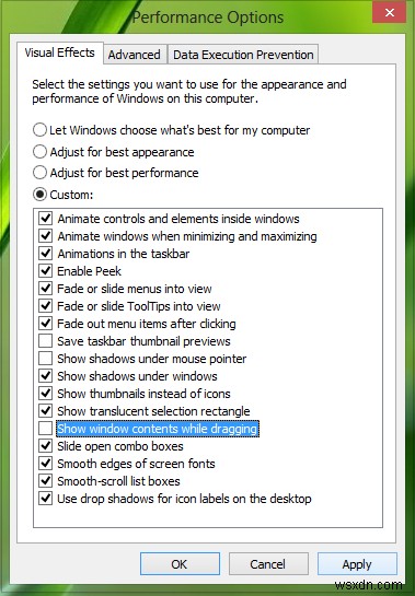 Windows 10에서 드래그하는 동안 창 내용 표시 비활성화 