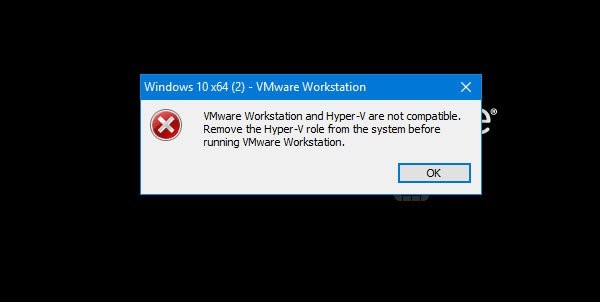 VMware Workstation 및 Hyper-V는 호환되지 않습니다. 