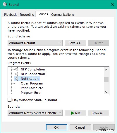 Windows 10에서 사용자 지정 알림 소리를 설정하는 방법 