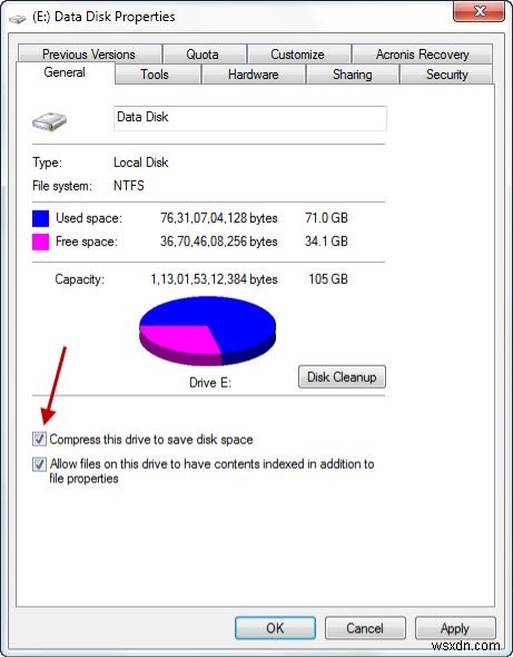 Windows에서 파일, 폴더, 드라이브를 압축하여 Windows 10에서 디스크 공간 절약 