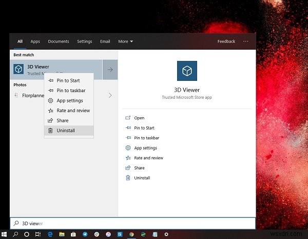 Windows 10에서 3D 뷰어 앱을 제거하는 방법 