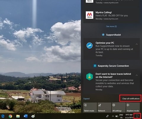 Windows 10의 Action Center에서 오래된 알림을 삭제하는 방법 