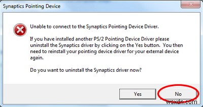 Synaptics 포인팅 장치 드라이버에 연결할 수 없음 