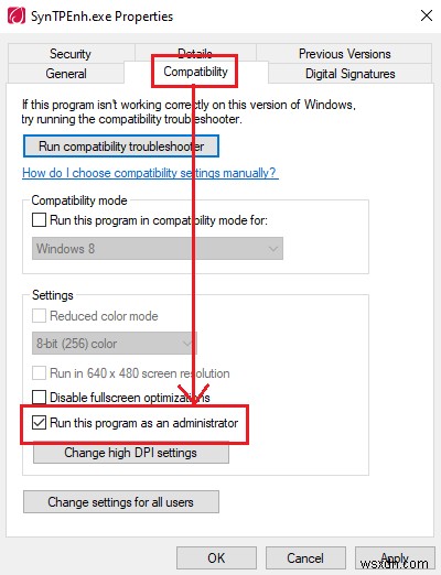 Synaptics 포인팅 장치 드라이버에 연결할 수 없음 