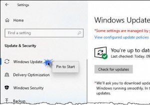 Windows 10에서 Windows 업데이트를 시작 메뉴·작업 표시줄에 고정하는 방법