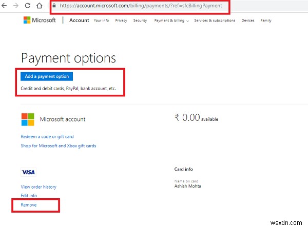 Microsoft Store 결제 실패 오류, 문제 및 문제 