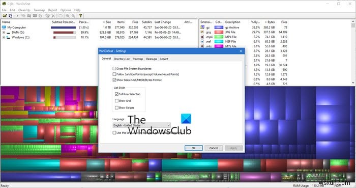 WinDirStat은 Windows PC용 무료 디스크 공간 분석기 및 사용 통계 뷰어입니다. 
