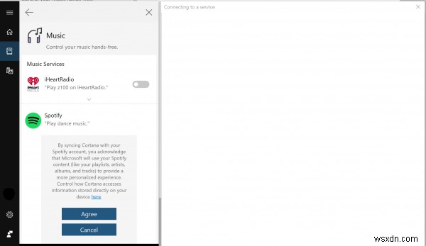 Windows PC에서 Cortana Spotify가 작동하지 않음 – 서비스에 연결 중 