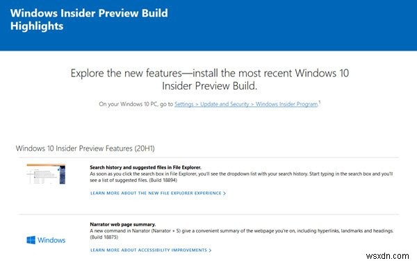 최신 Windows 10 Insider Preview 빌드 기능은 어디에서 찾을 수 있습니까? 
