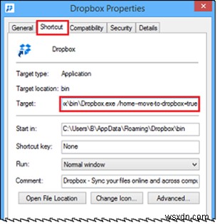 Windows의 컨텍스트 메뉴에서 Dropbox 항목으로 이동 제거 