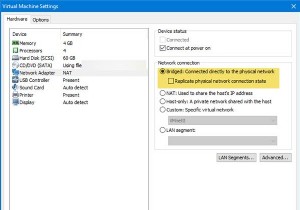 Windows 10에서 VMware Bridged 네트워크가 작동하지 않거나 감지되지 않음 