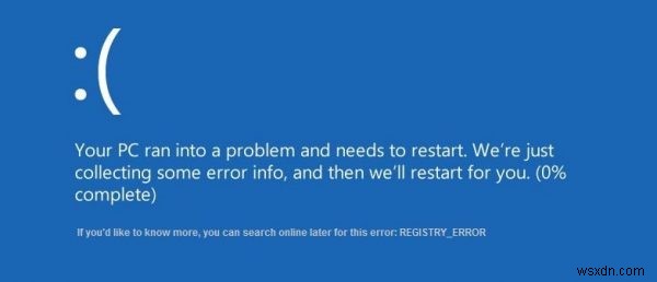 Windows 10에서 REGISTRY_ERROR 블루 스크린 수정 