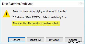오류 0x80071771, 지정된 파일을 해독할 수 없습니다. 