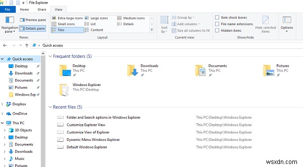 Windows 10에서 탐색기를 사용자 지정하는 방법 