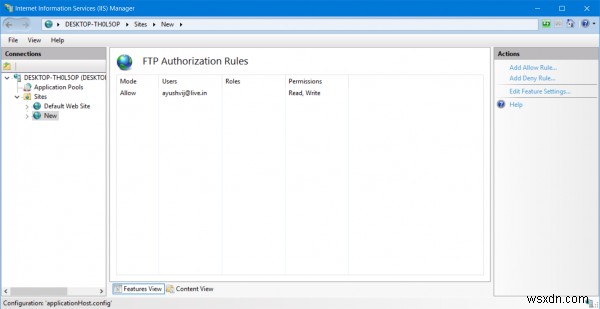Windows 10에서 FTP 서버에 액세스하기 위해 특정 사용자를 추가하는 방법 