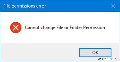 Windows 10에서 파일 또는 폴더 권한을 변경할 수 없음 