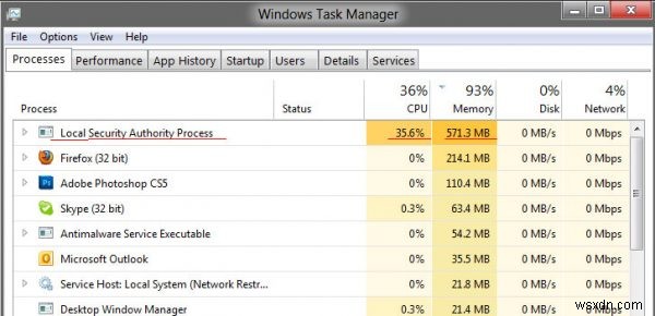 lsass.exe 종료 및 높은 CPU 또는 디스크 사용량 문제 수정 