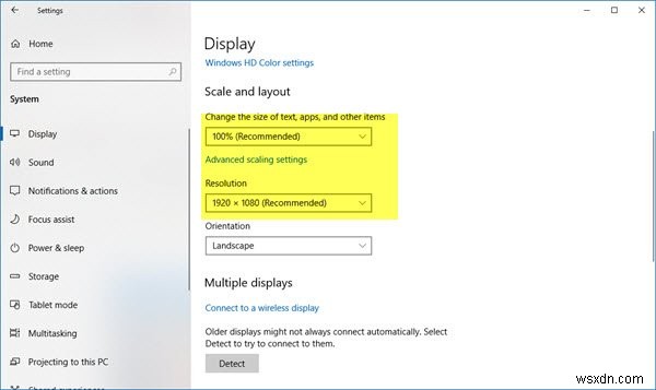 Windows 10 또는 Surface 장치에서 모니터의 검은색 테두리 또는 막대 