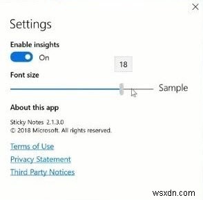 Windows 10의 스티커 메모에서 글꼴 크기를 변경하는 방법 