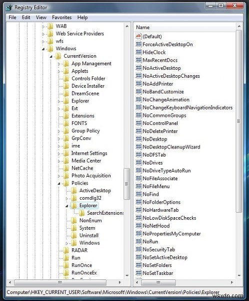 Windows 10용 시작 메뉴 및 작업 표시줄 레지스트리 조정 