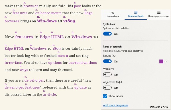 Microsoft Edge의 학습 도구를 사용하여 읽기 환경 개선 