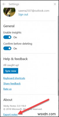 Windows 10에서 스티커 메모를 Outlook.com으로 내보내는 방법 