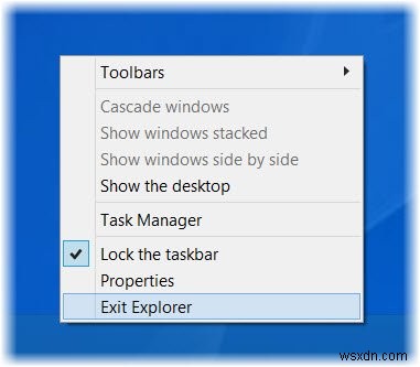 Windows 10에서 작업 표시줄 상황에 맞는 메뉴를 사용하여 탐색기를 종료하는 방법 