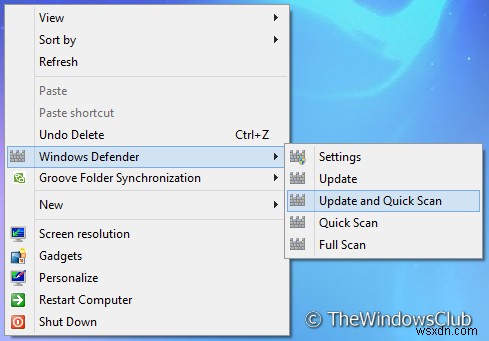 Windows 10의 상황에 맞는 메뉴에 Windows Defender 기능을 추가하는 방법 