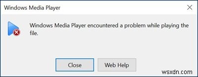파일을 재생하는 동안 Windows Media Player에 문제가 발생했습니다. 