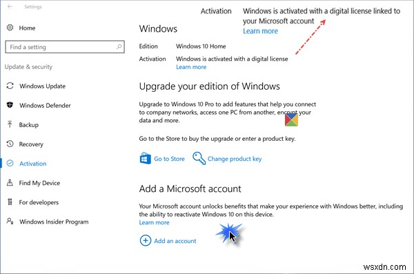 Windows 10 라이선스를 Microsoft 계정에 연결하는 방법 