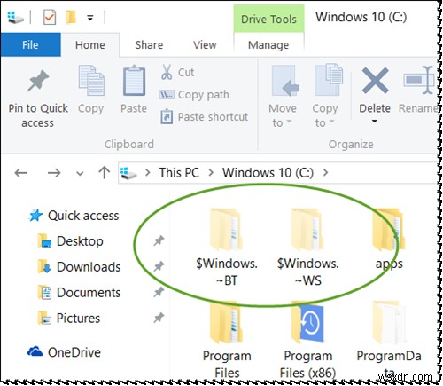 Windows 10 업그레이드 후 $Windows.~BT &$Windows.~WS 폴더를 삭제할 수 있습니까? 