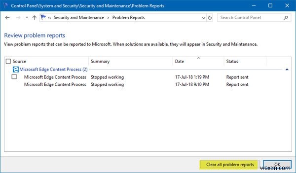 Windows 10에서 문제 보고서를 지우는 방법 