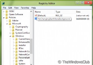 Windows 10에서 시작 메뉴 배경 변경 옵션을 비활성화하는 방법 