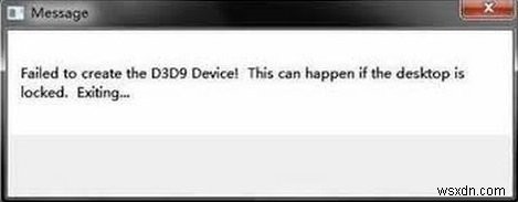 D3D9 장치를 생성하지 못했습니다. 데스크톱이 잠겨 있는 경우 발생할 수 있습니다. 