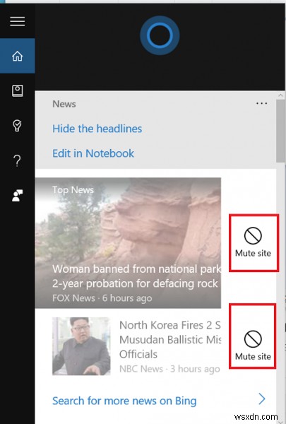 Windows 10에서 원치 않는 Cortana 뉴스 소스를 음소거하는 방법 