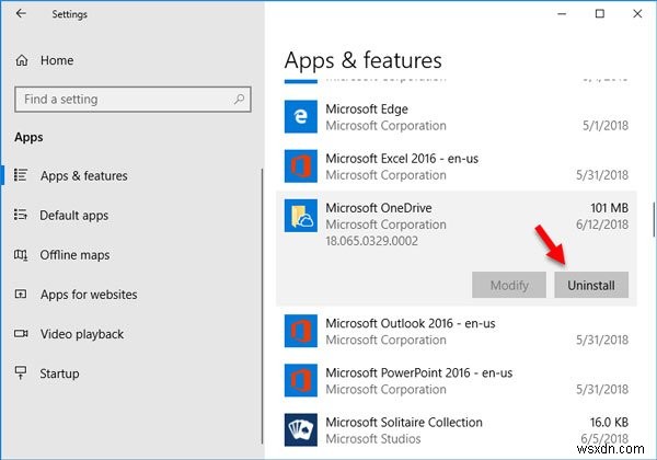 최신 버전의 OneDrive가 Windows 10에 설치되어 있습니다. 