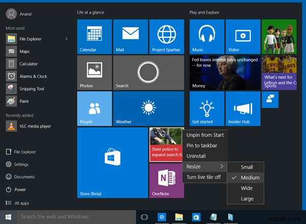 Windows 10 시작 메뉴 기능, 팁 및 요령 