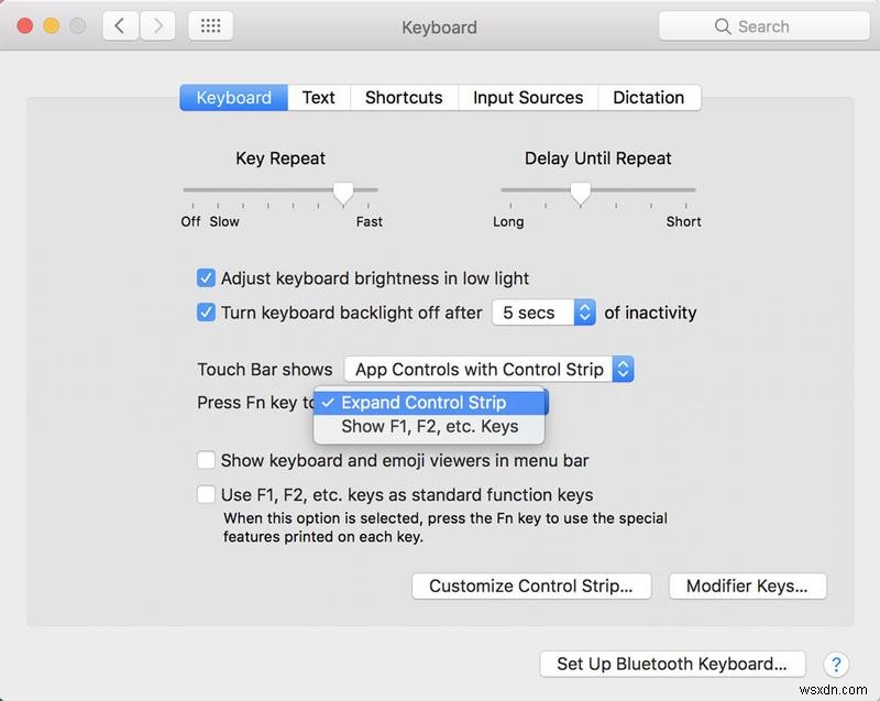 MacBook Pro에서 Touch Bar를 사용하는 방법 