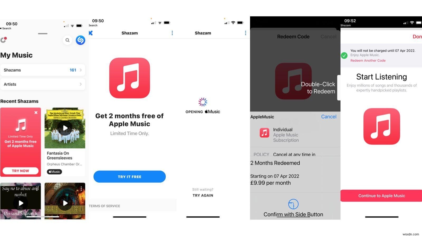 Shazam으로 Apple Music 2개월 무료 이용 